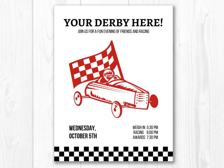 Pinewood Race Flyer Derby Invitations Printable Editable Download Etsy UK
