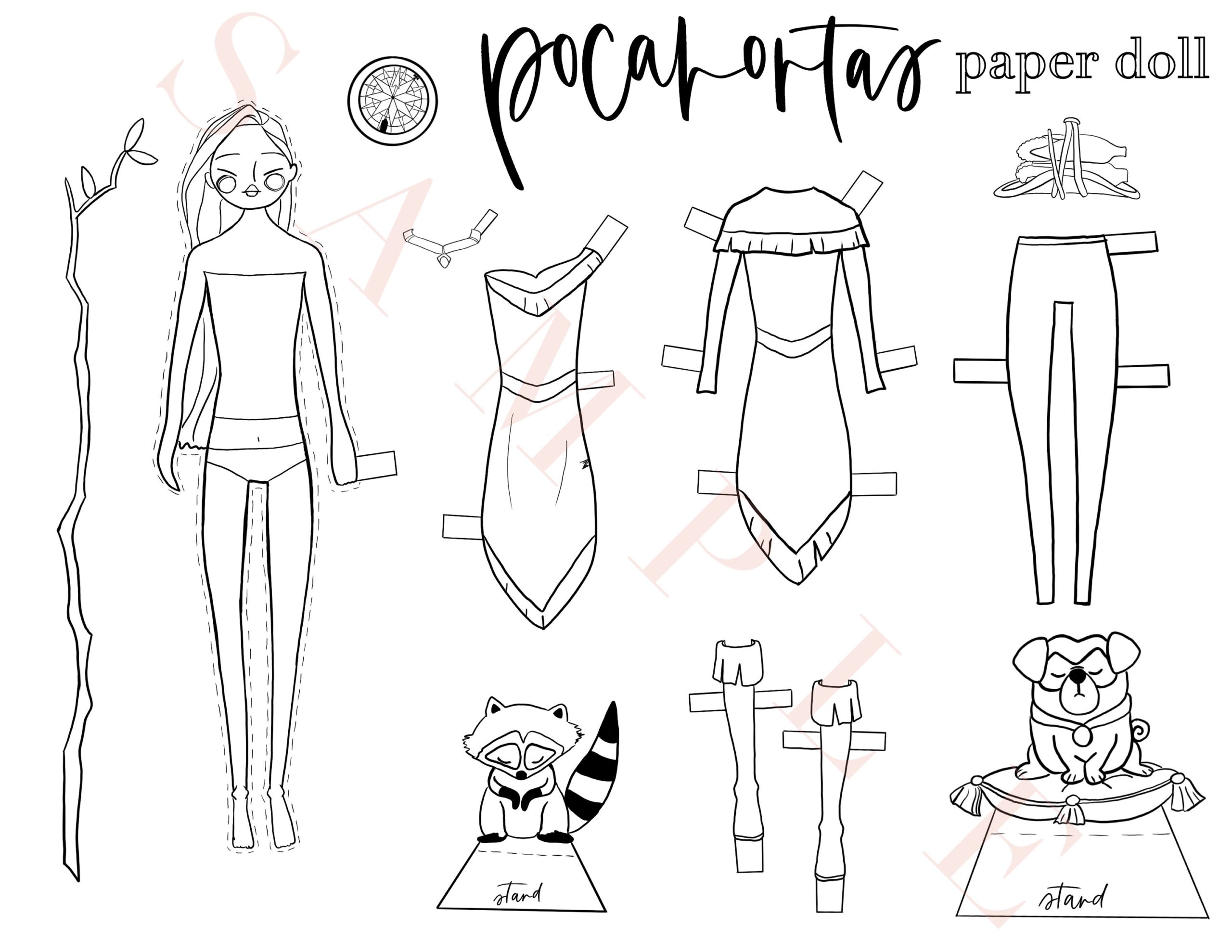 Pocahontas Paper Doll Native American American Indian Powhatan Indian Historical Paper Doll Historical Woman Etsy