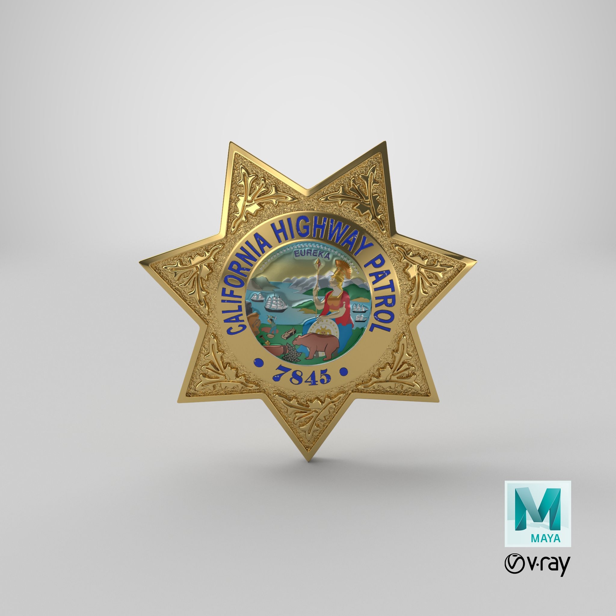 Police Badge Sheriff Star 3D Model 79 max ma c4d upk unitypackage usd Free3D