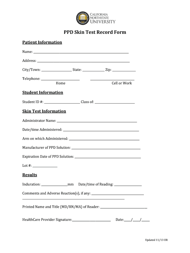 Ppd Skin Test Record Form Fill Online Printable Fillable Blank PdfFiller