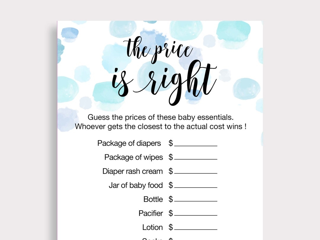 Price Is Right Baby Shower Spiel Zum Ausdrucken Guess The Price Spiel Blue Baby Shower Spiele Boy Baby Shower Spiele Sofort Download DIY B16 Etsy de