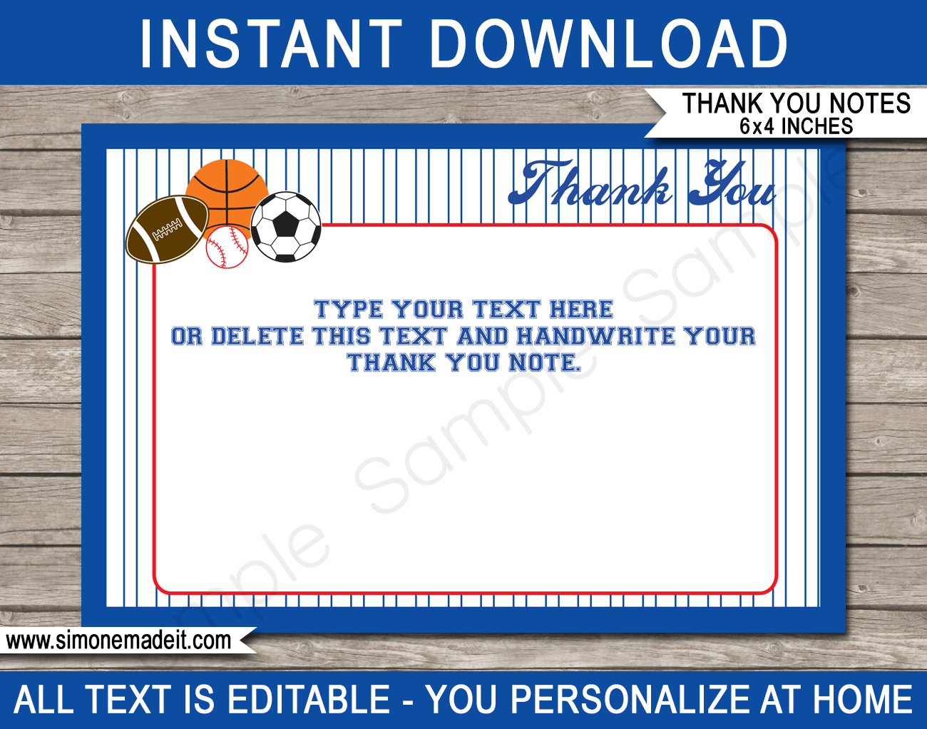 Printable All Star Sports Party Thank You Cards Sports Party Favor Tags
