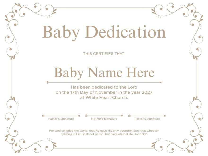Printable Baby Dedication Certificate Editable Baby Christening Certificate Etsy