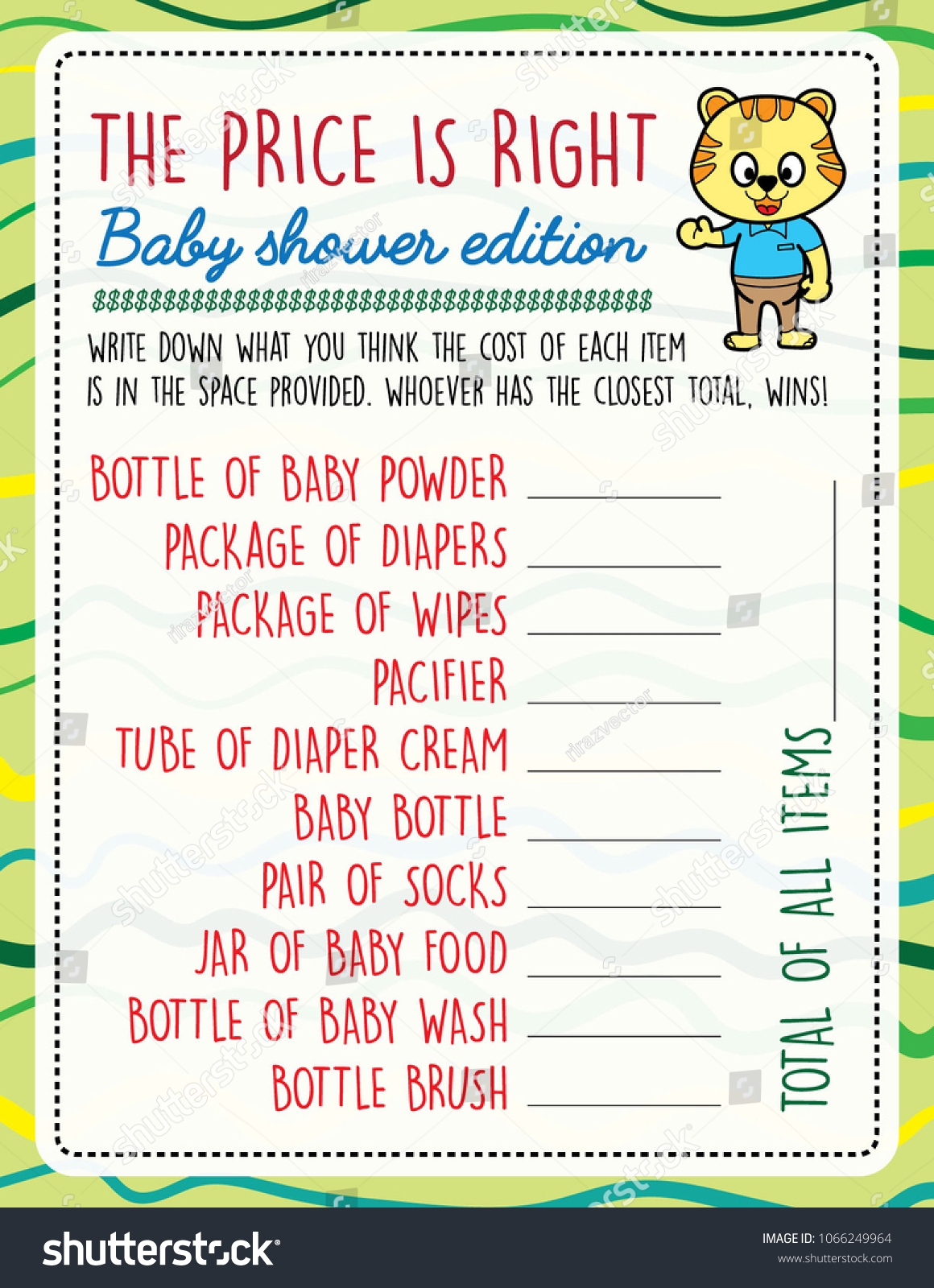 Baby Shower Price Is Right Printable