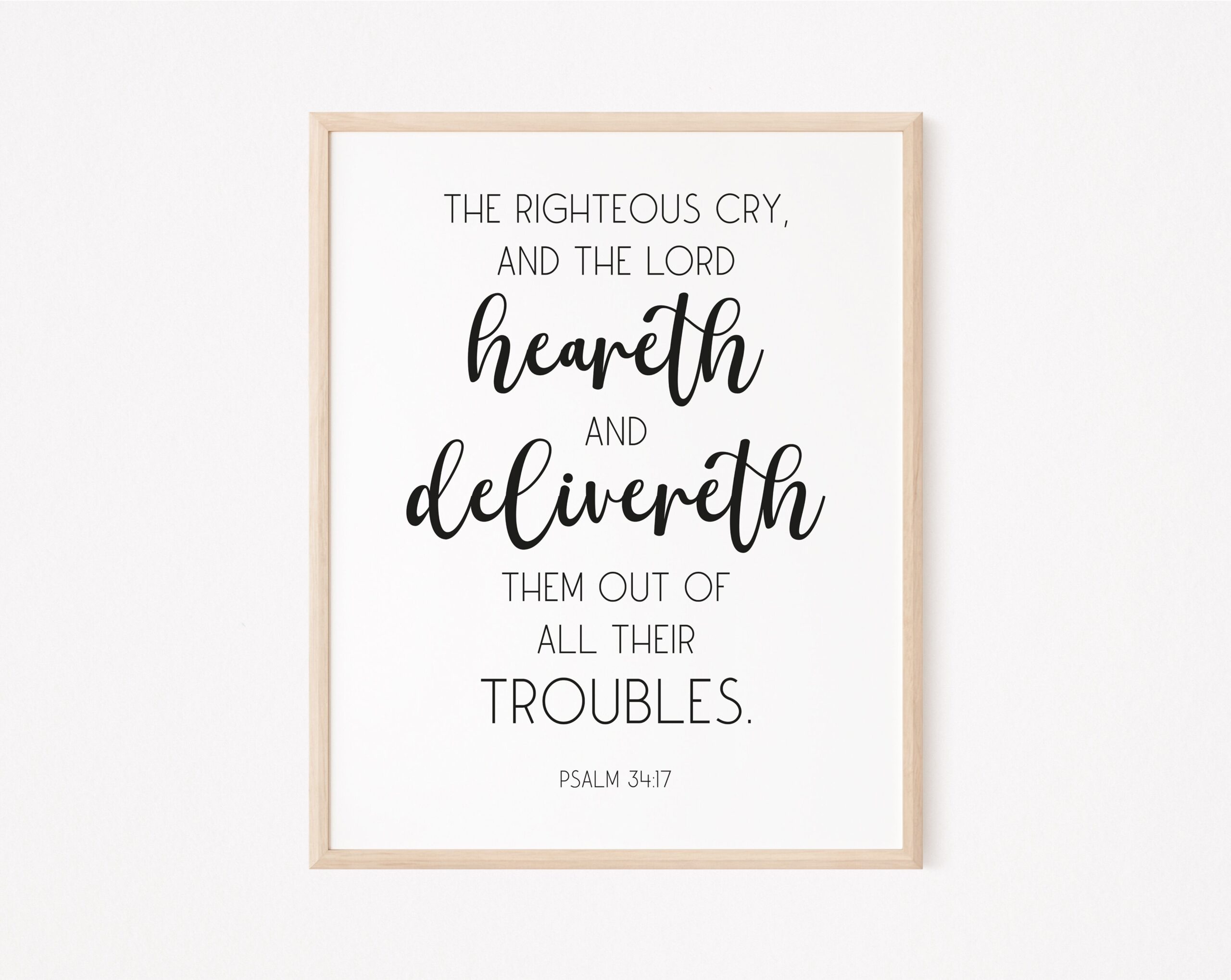 Printable Bible Verse Psalm 34 17 Christian Wall Art By MadeToMoveArt TheHungryJPEG