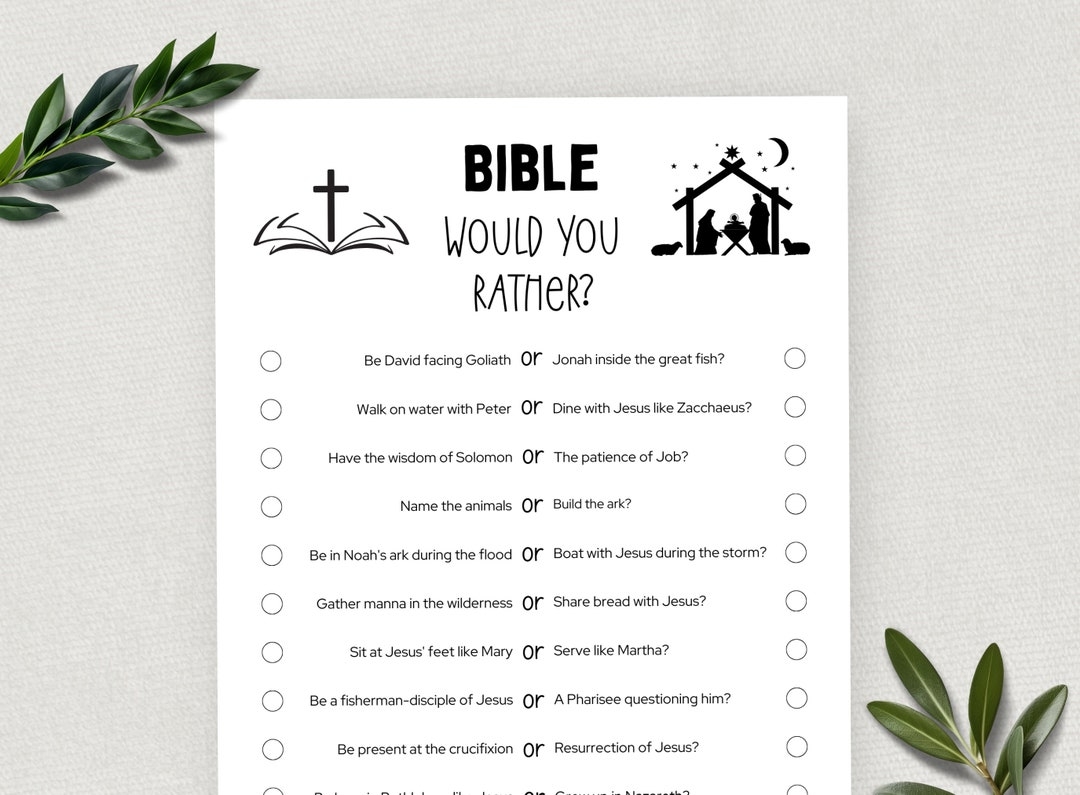 Printable Bible Would You Rather This Or That Bible Games Fun Christian Youth Group Game Sunday School Church Study Activity Etsy