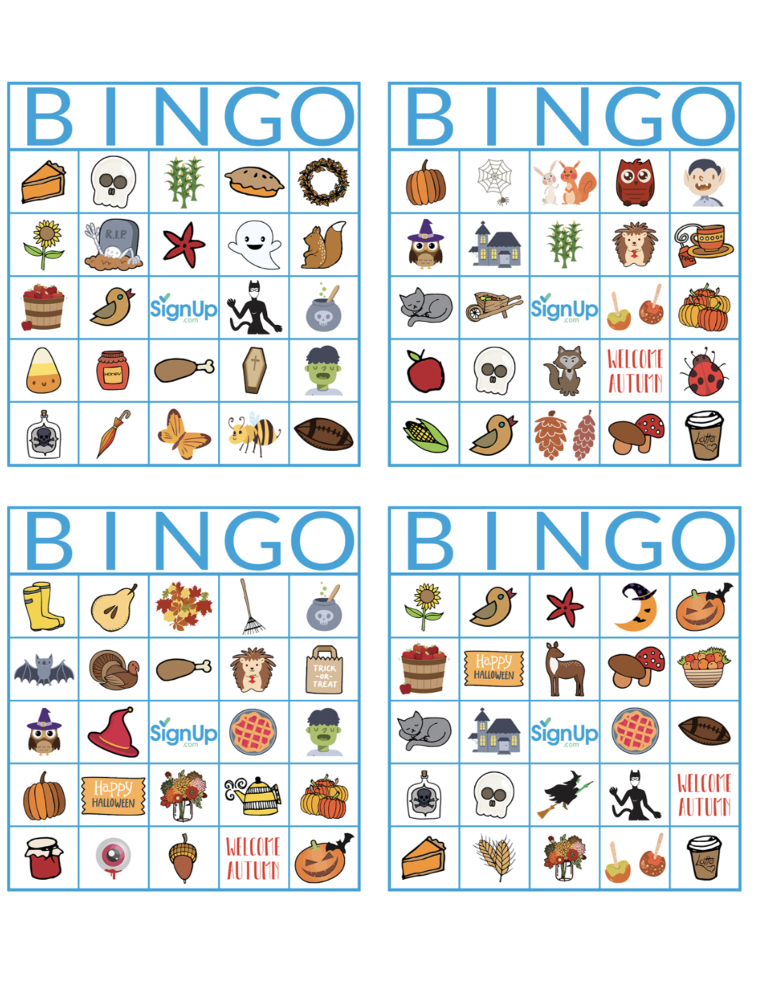 Free Printable Fall Bingo Cards For Large Groups