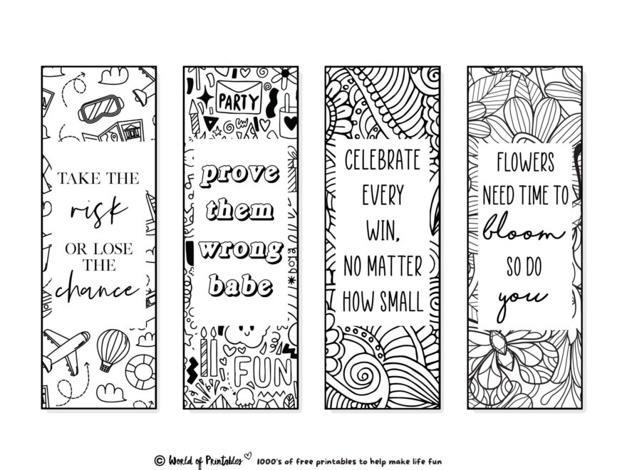 Printable Bookmarks To Color 120 For Adults Kids World Of Printables