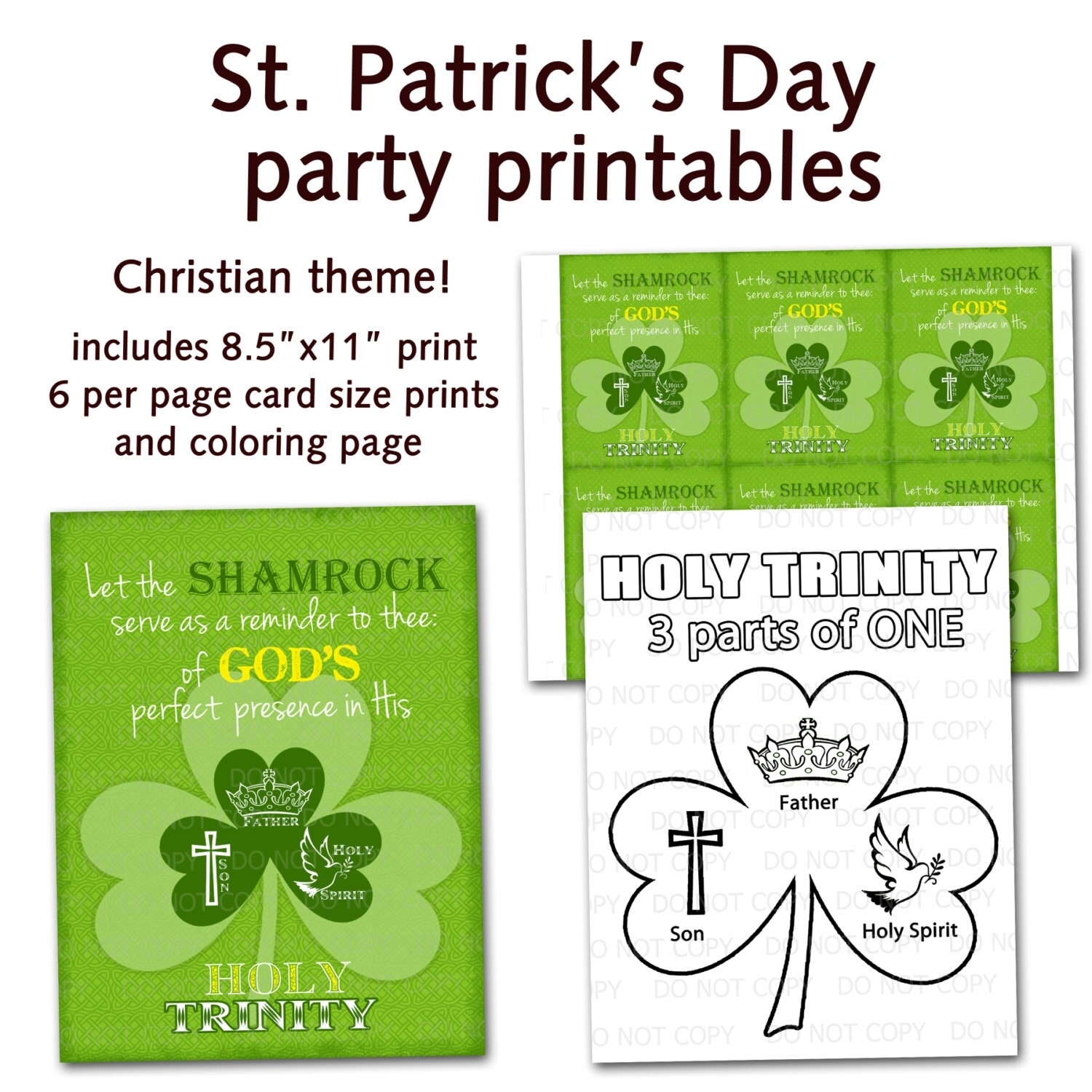 Printable DIY St Patrick s Day Christian Religious Party Bundle Shamrock Holy Trinity Etsy UK