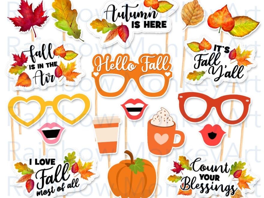 Printable Fall Photo Booth Props Fall Wedding Photobooth Props Fall Festival Fall Photobooth Props Etsy