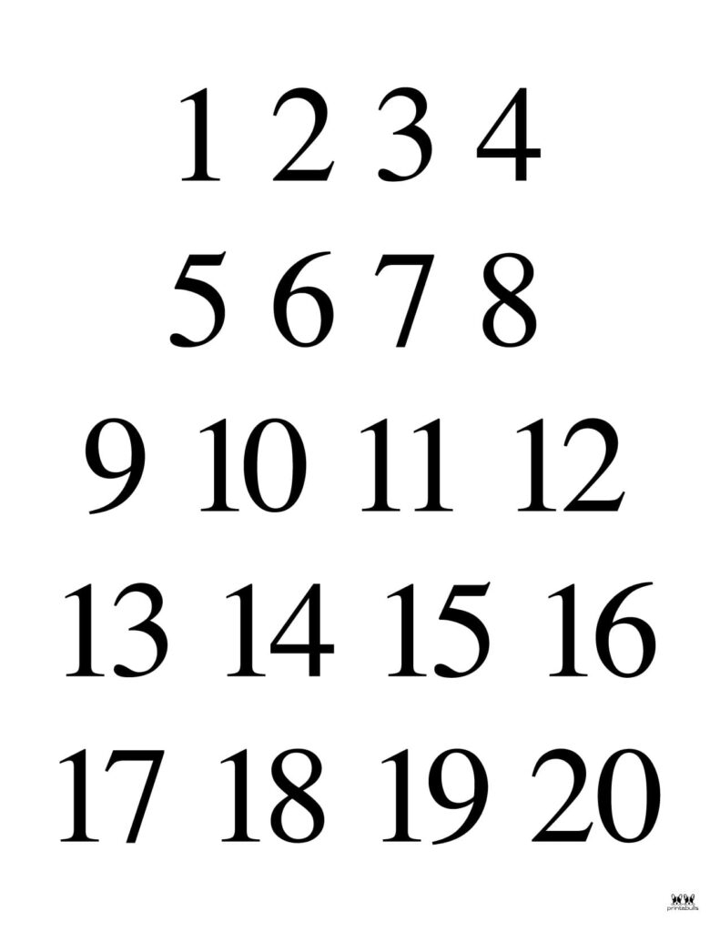 Free Printables For Numbers 1-20