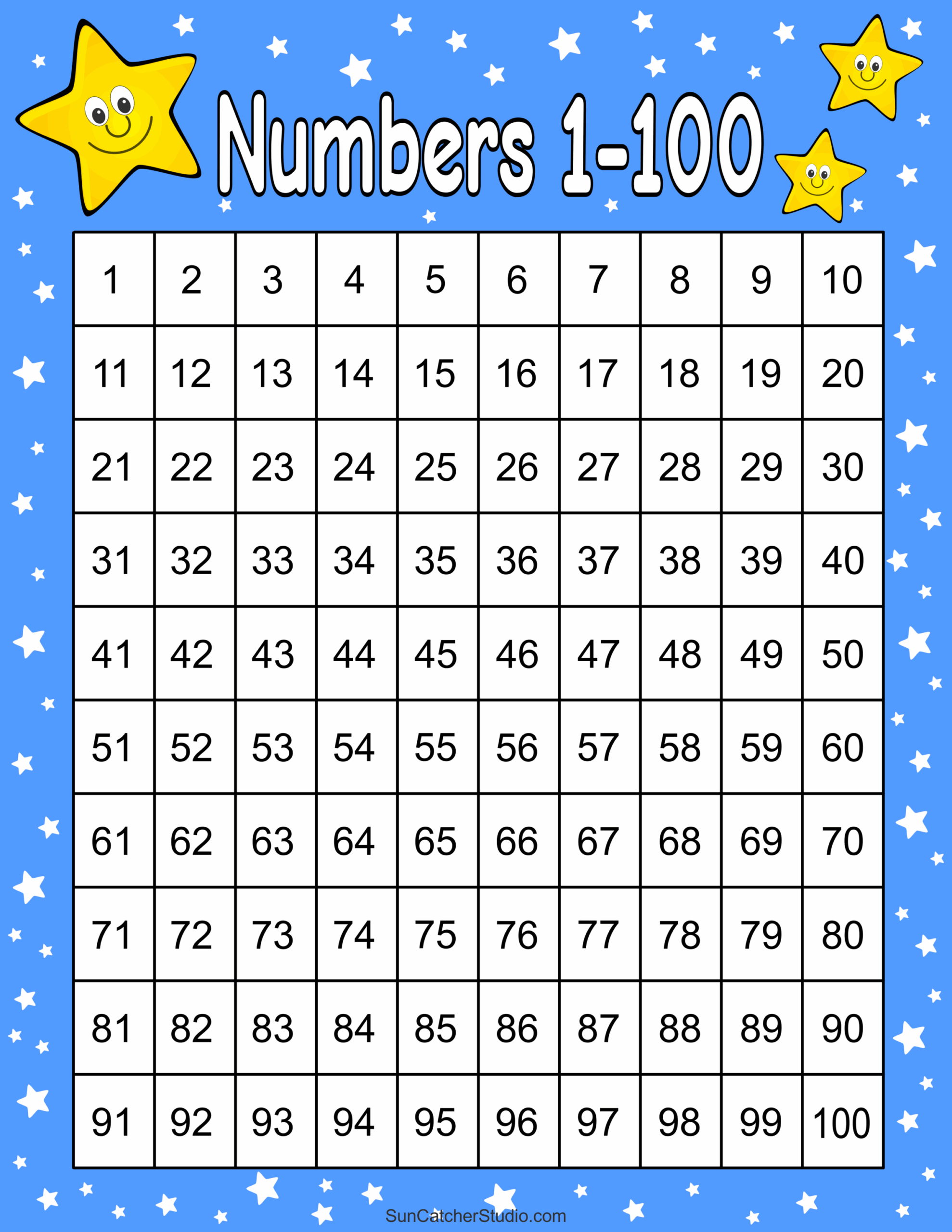 Printable Numbers Free Templates 1 100