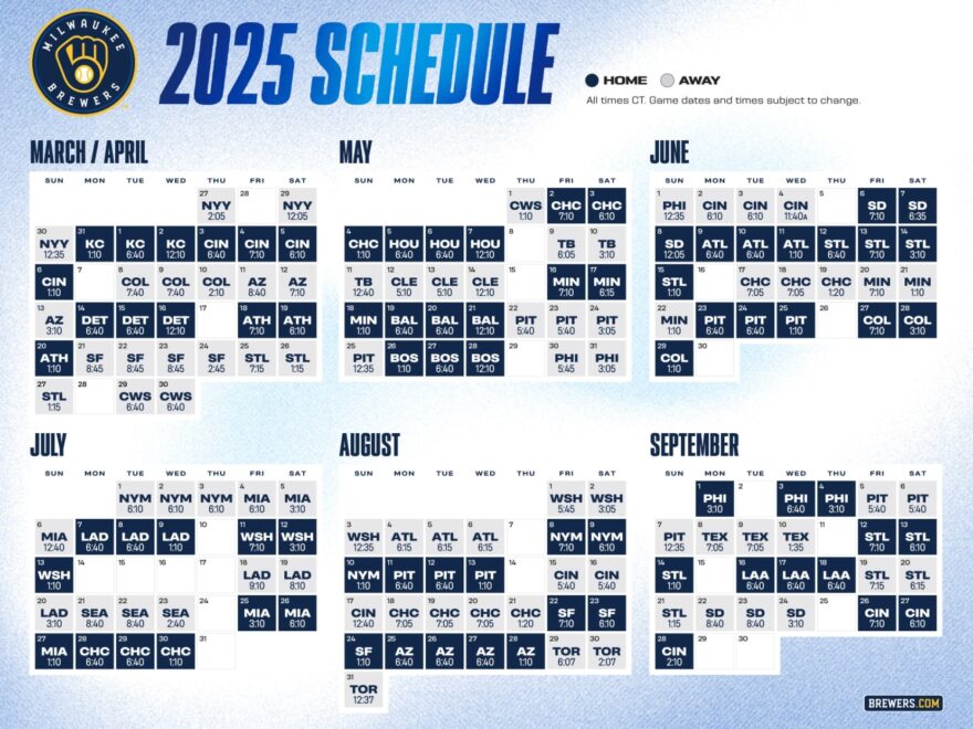 Printable Schedule Milwaukee Brewers