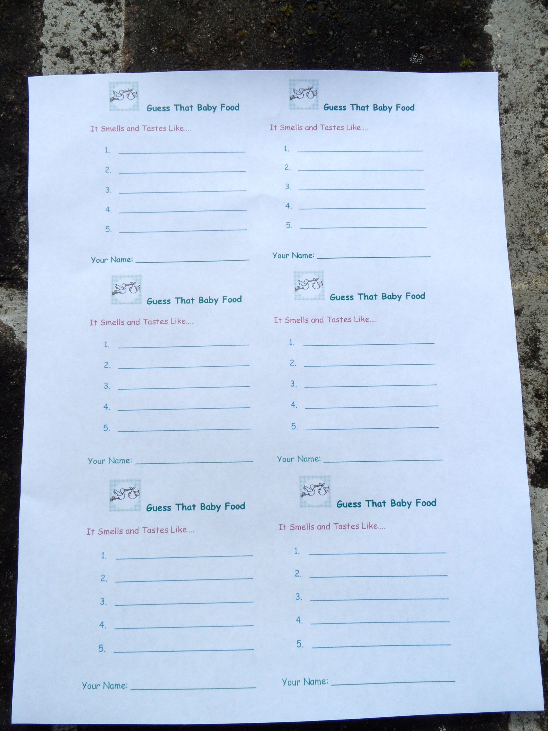 Printable Template For Guess The Baby Food Game Ballot An Inspired Kitchen