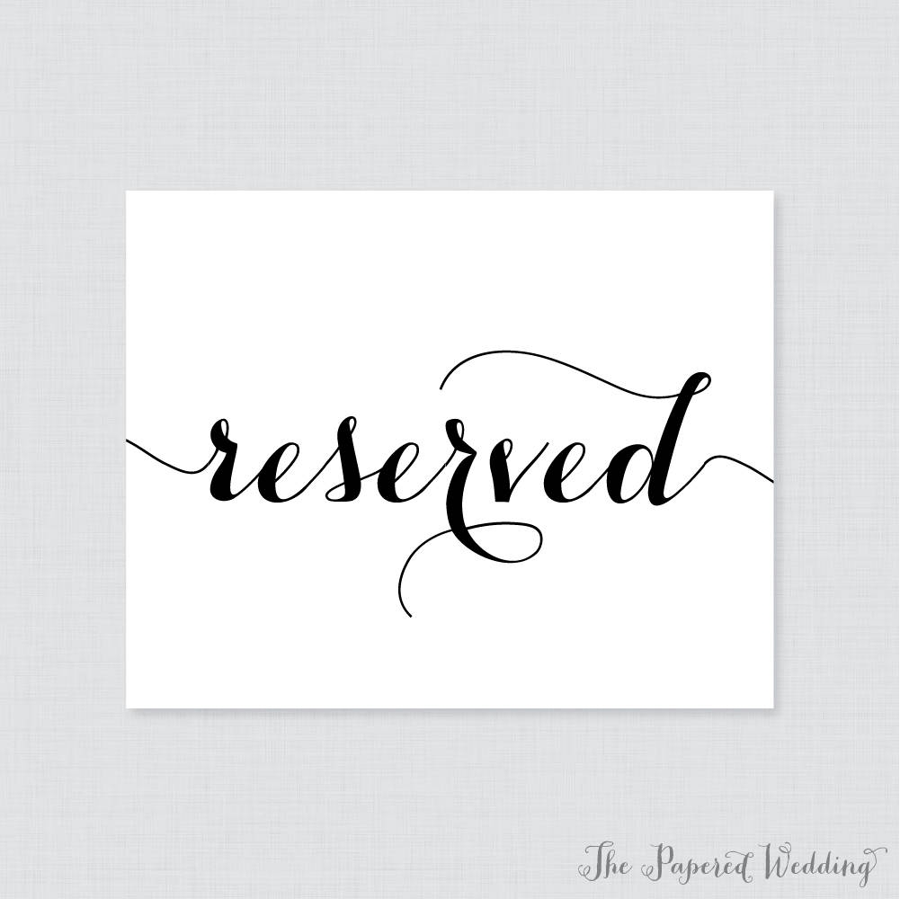 Free Printable Wedding Reserved Signs