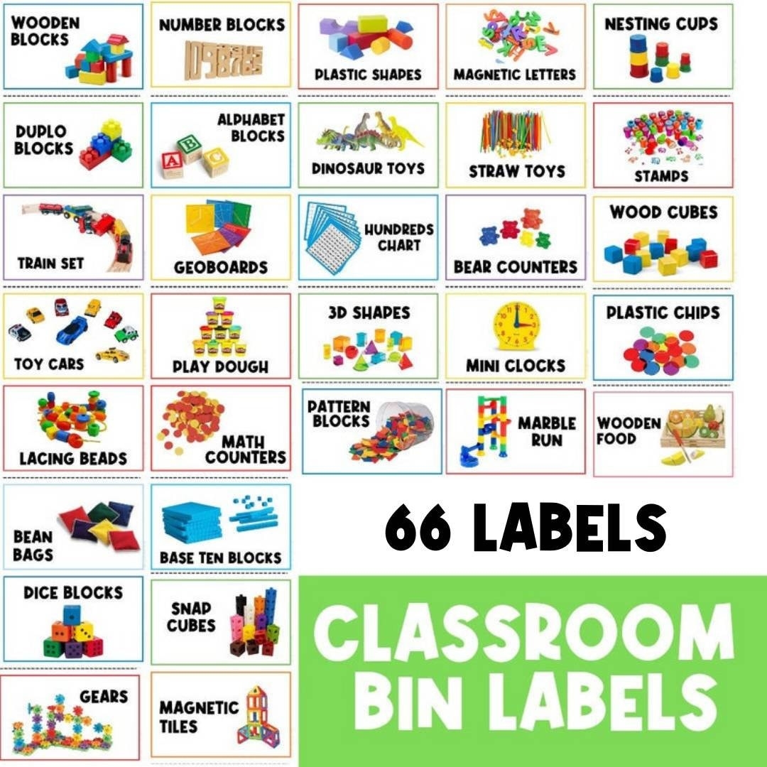 REAL PICTURES Classroom Center Signs Toy Bin Label Printable Signs Toy Storage Toy Organization Label Classroom Playroom Signs