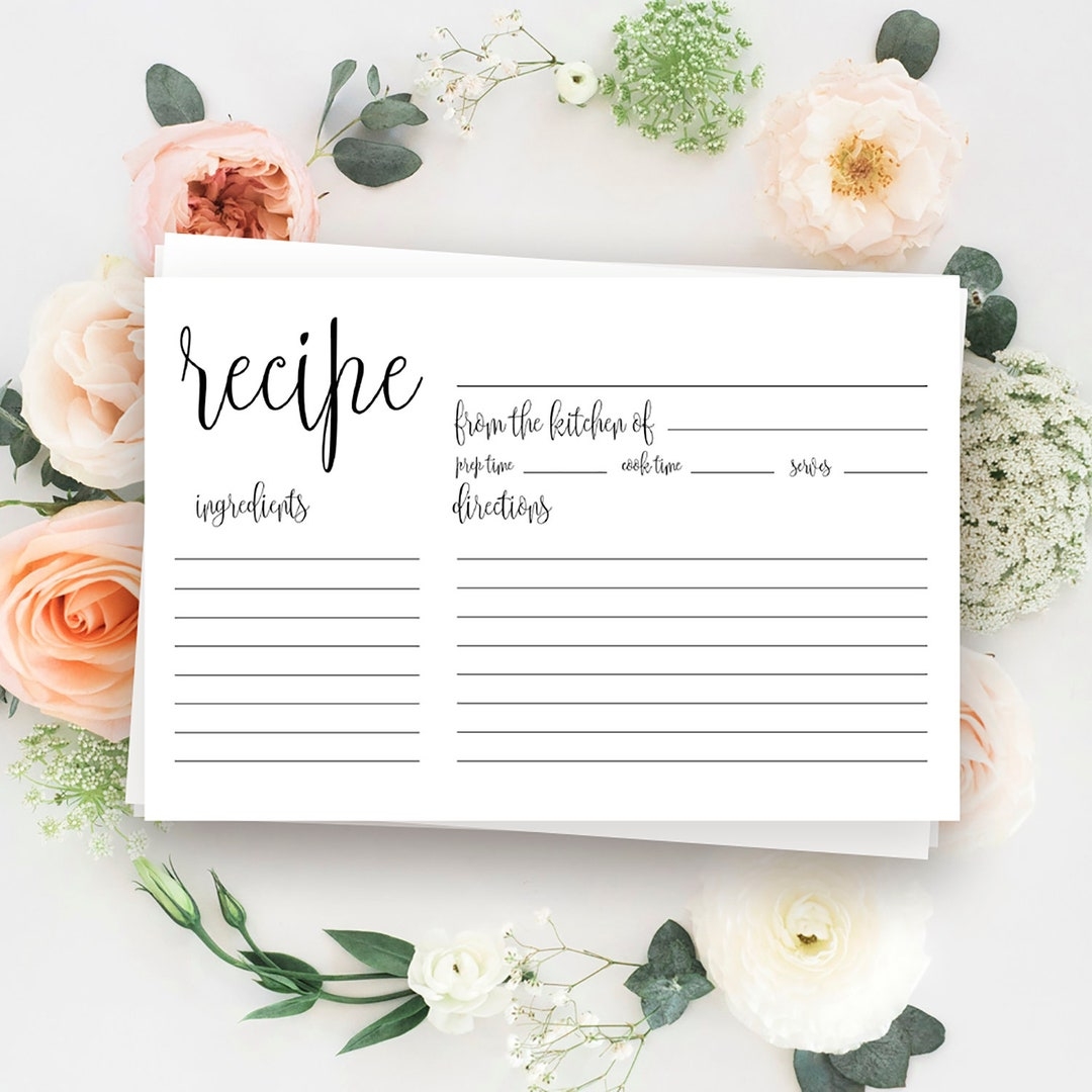 Recipe Cards Printable Bohemian Shower Bridal Shower Recipe Cards 4x6 Bridal Shower Ideas Printable Recipe Cards Garden Bridal Shower vm41 Etsy UK