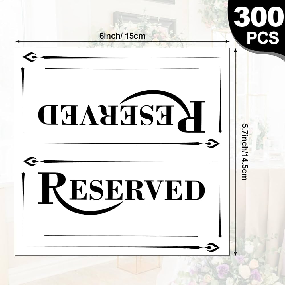 Resurhang 300 Pcs Paper Table Reserved Sign With Name Line Reserved Seating Signs Bulk White Double Sided Signs For Reserving Seats Places Restaurant Wedding Reception Church Board Business Meeting Amazon in Home