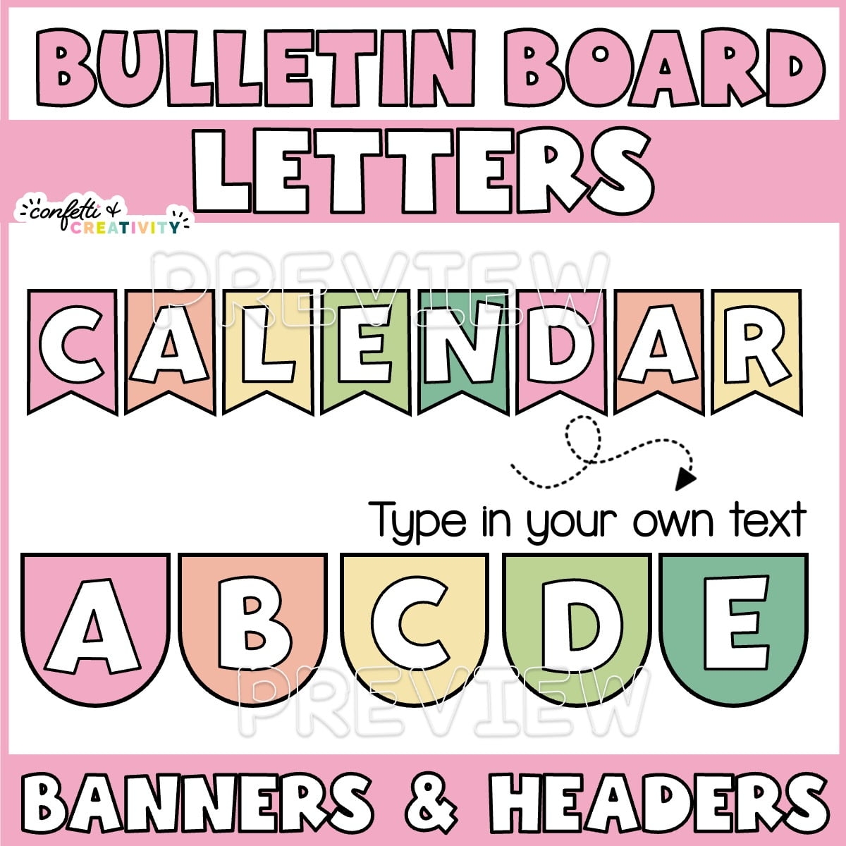 Retro Bulletin Board Letters Editable Headers Confetti Creativity