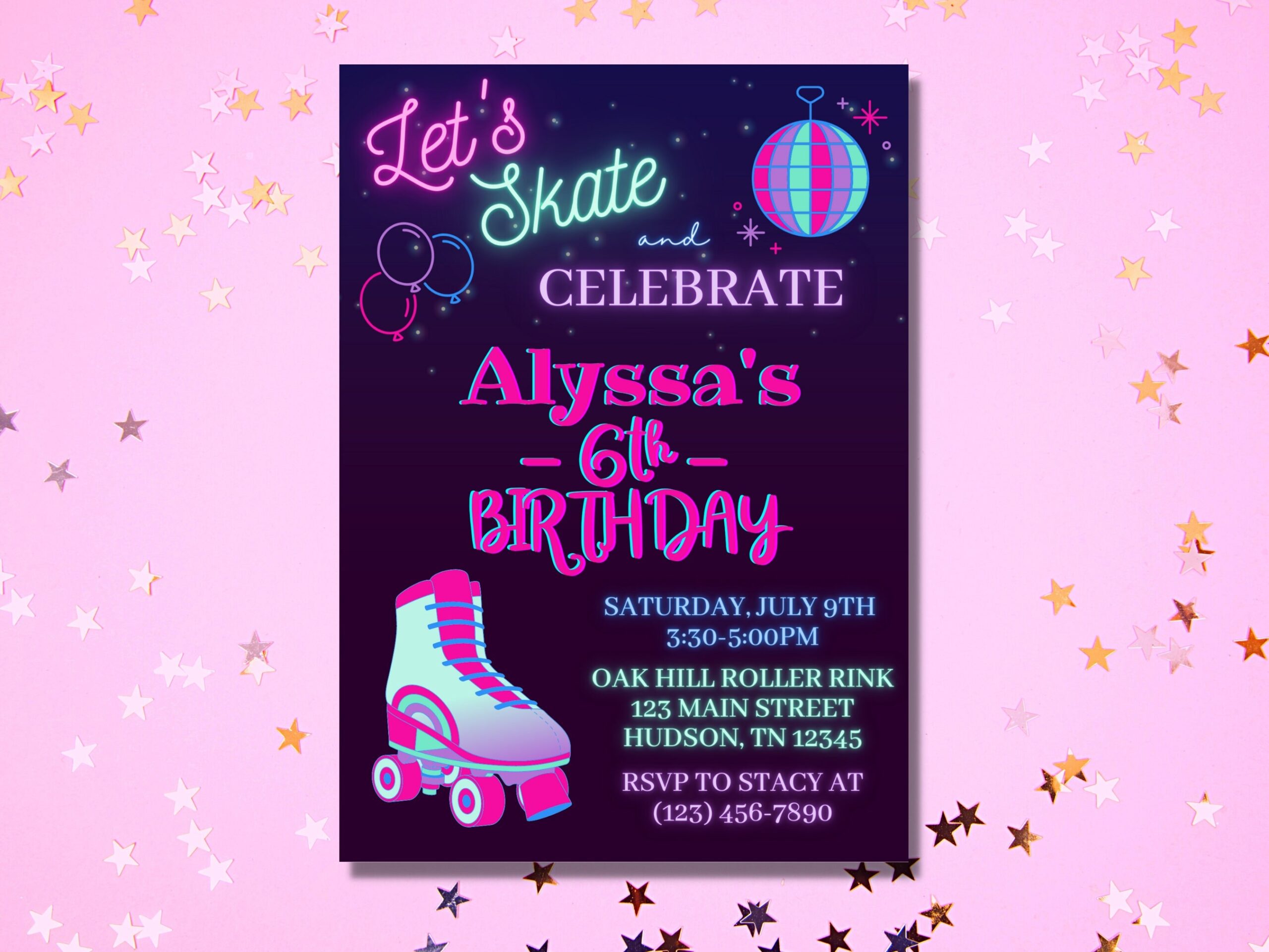 Free Printable Roller Skate Party Invitations
