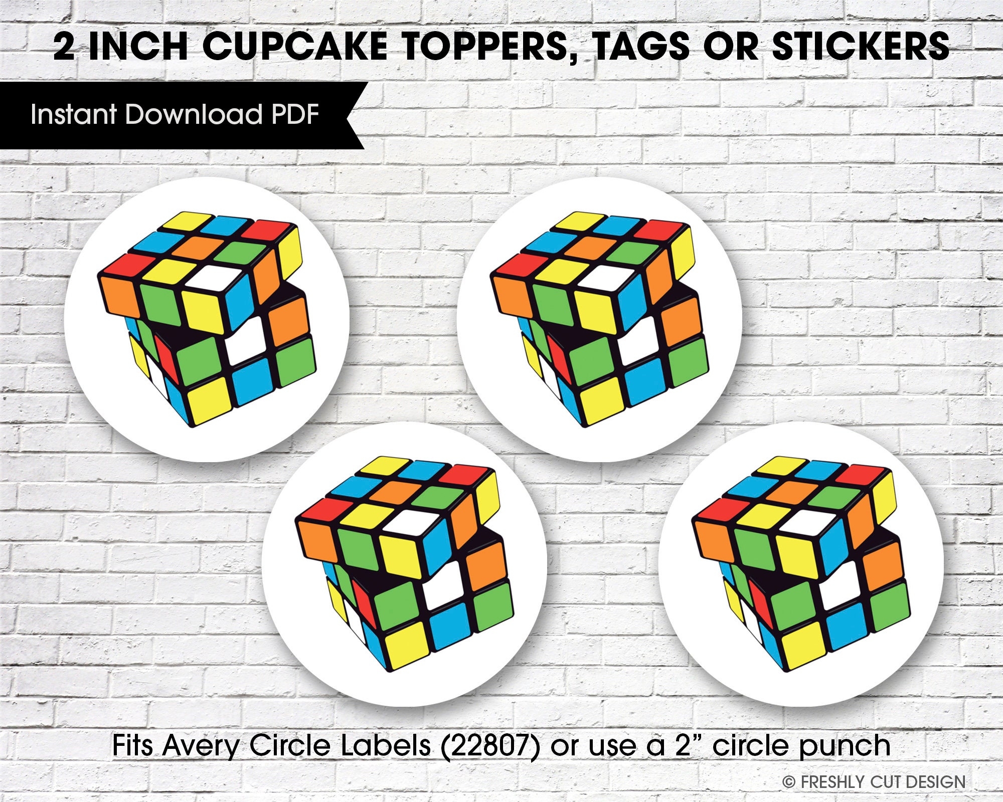 Rubik s Cube 2 Printable Labels Fits Avery 22807 Sticker Labels Etsy