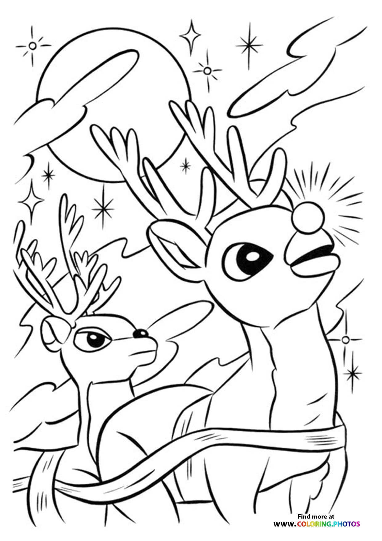 Rudolph The Red Nosed Raindeer Coloring Pages For Kids Free Printables