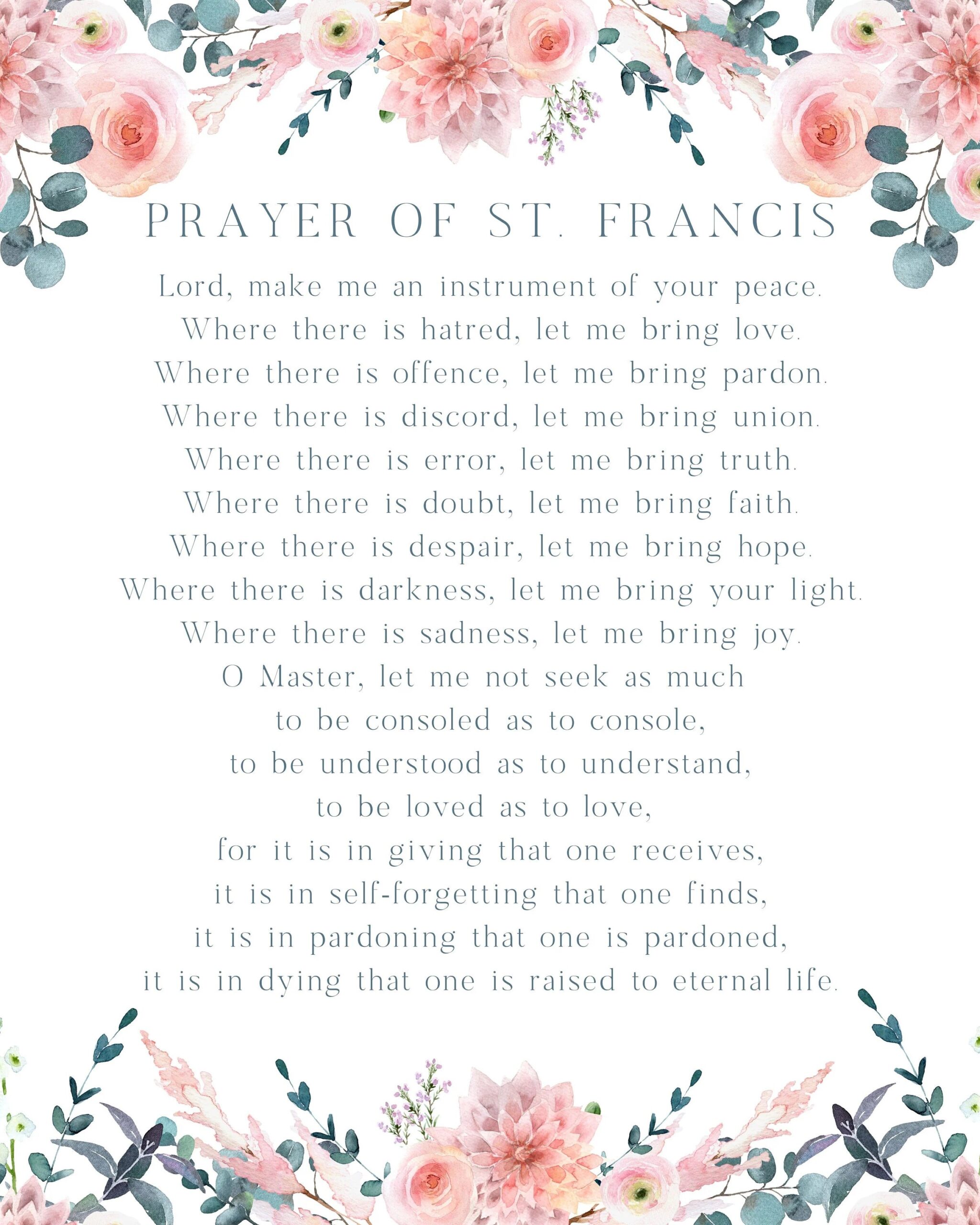 Saint Francis Prayer Printable Printable Party Favors