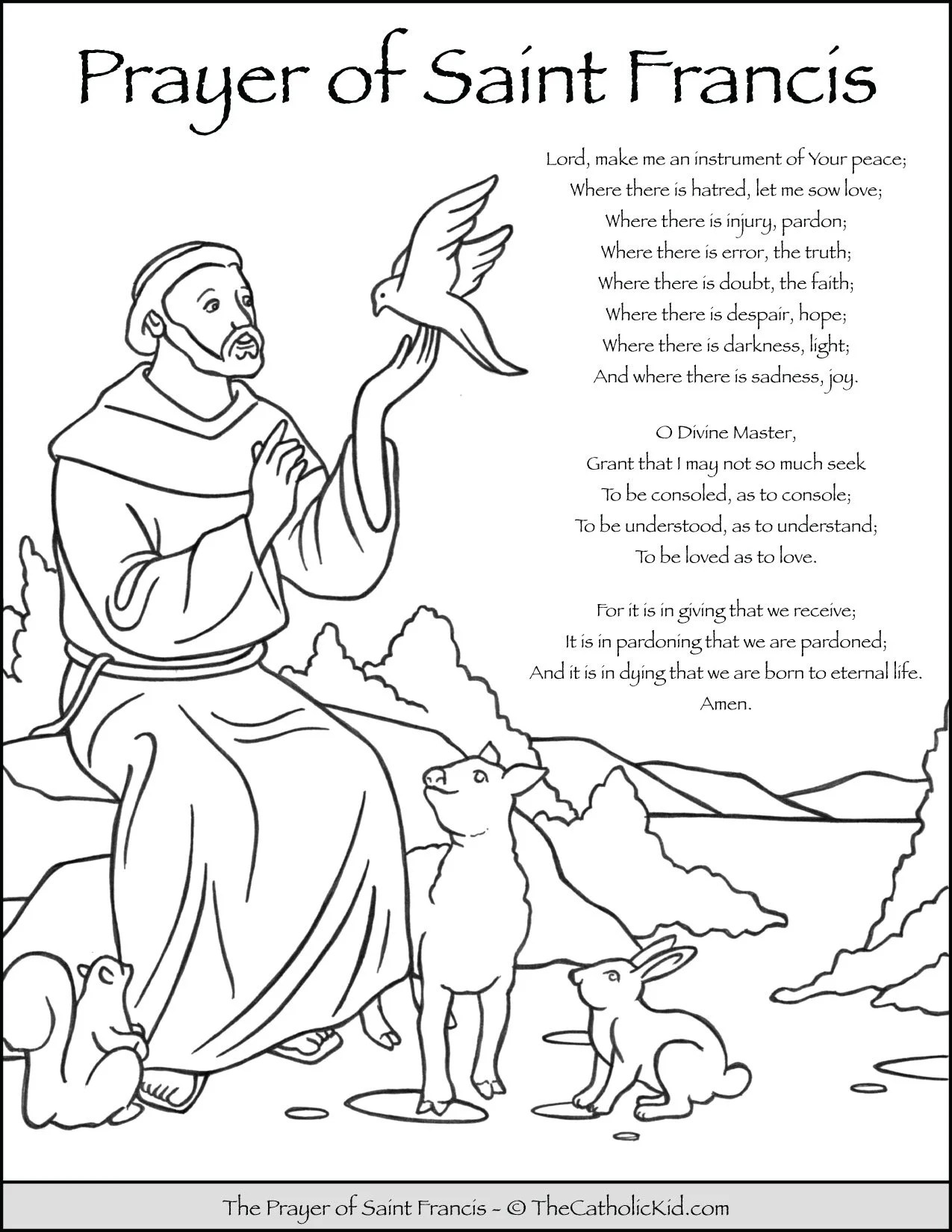 Saint Francis Prayer Printable Printable Party Favors