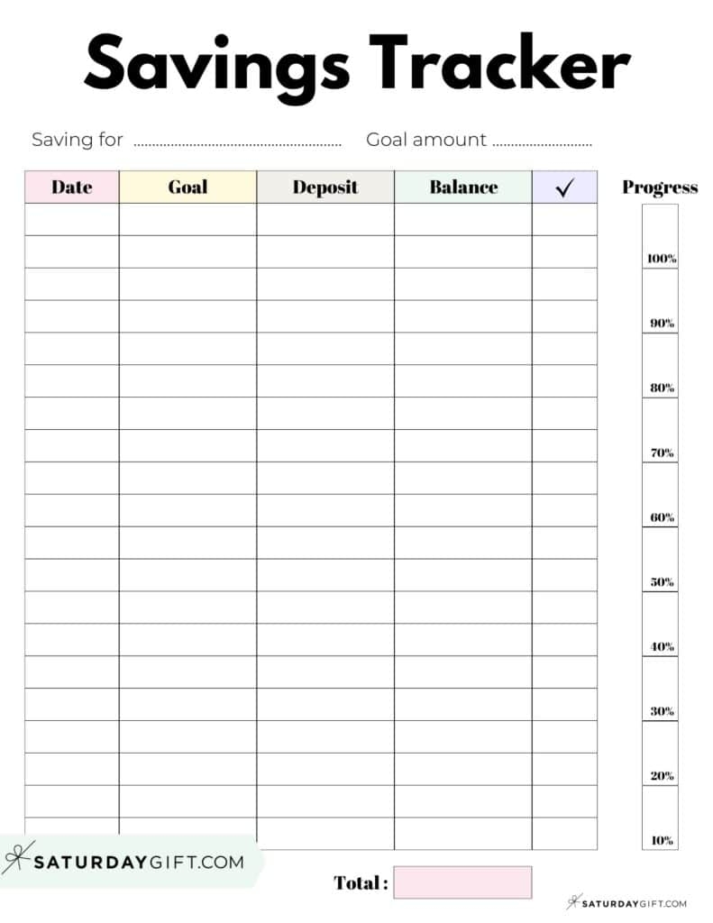 Savings Tracker Printable 51 Cute Free Templates