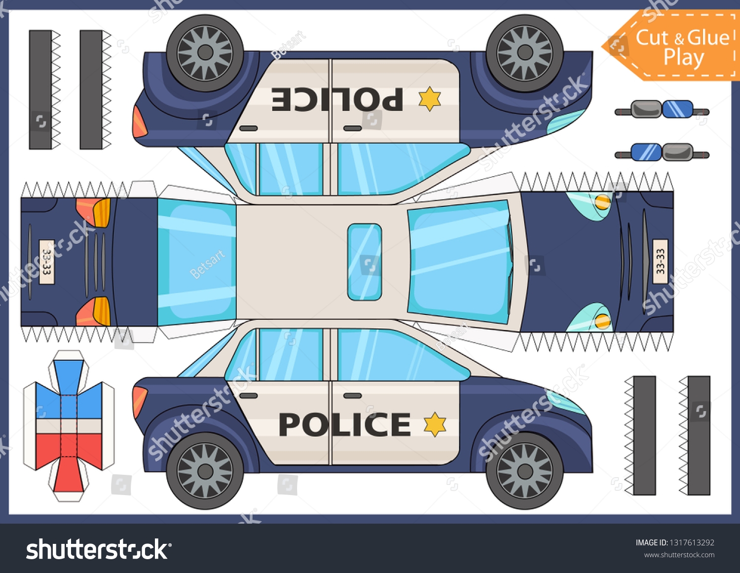 Police Car For Kids Printable