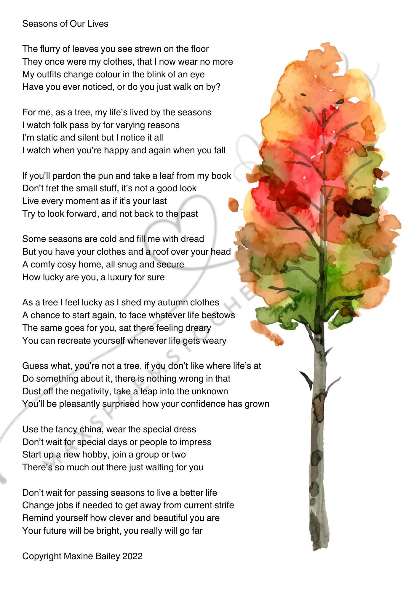 Seasons Of Our Lives Poem Motivational inspiring autumnal Theme gift For Him gift For Her seasons mental Health Digital Download Etsy