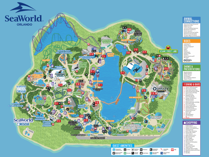 SeaWorld Orlando Theme Park Map SeaWorld Maps SeaWorld Orlando
