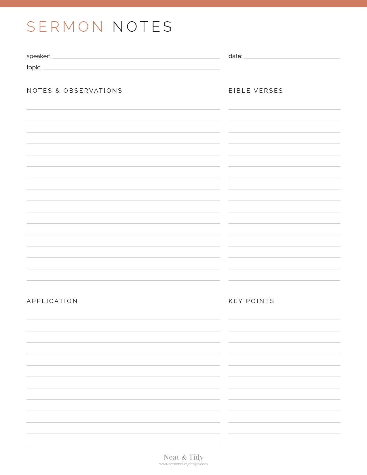 Sermon Notes Neat And Tidy Design