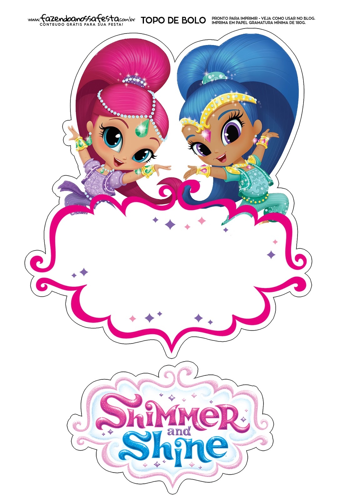 Shimmer And Shine Free Printable Cake Toppers Oh My Fiesta In English