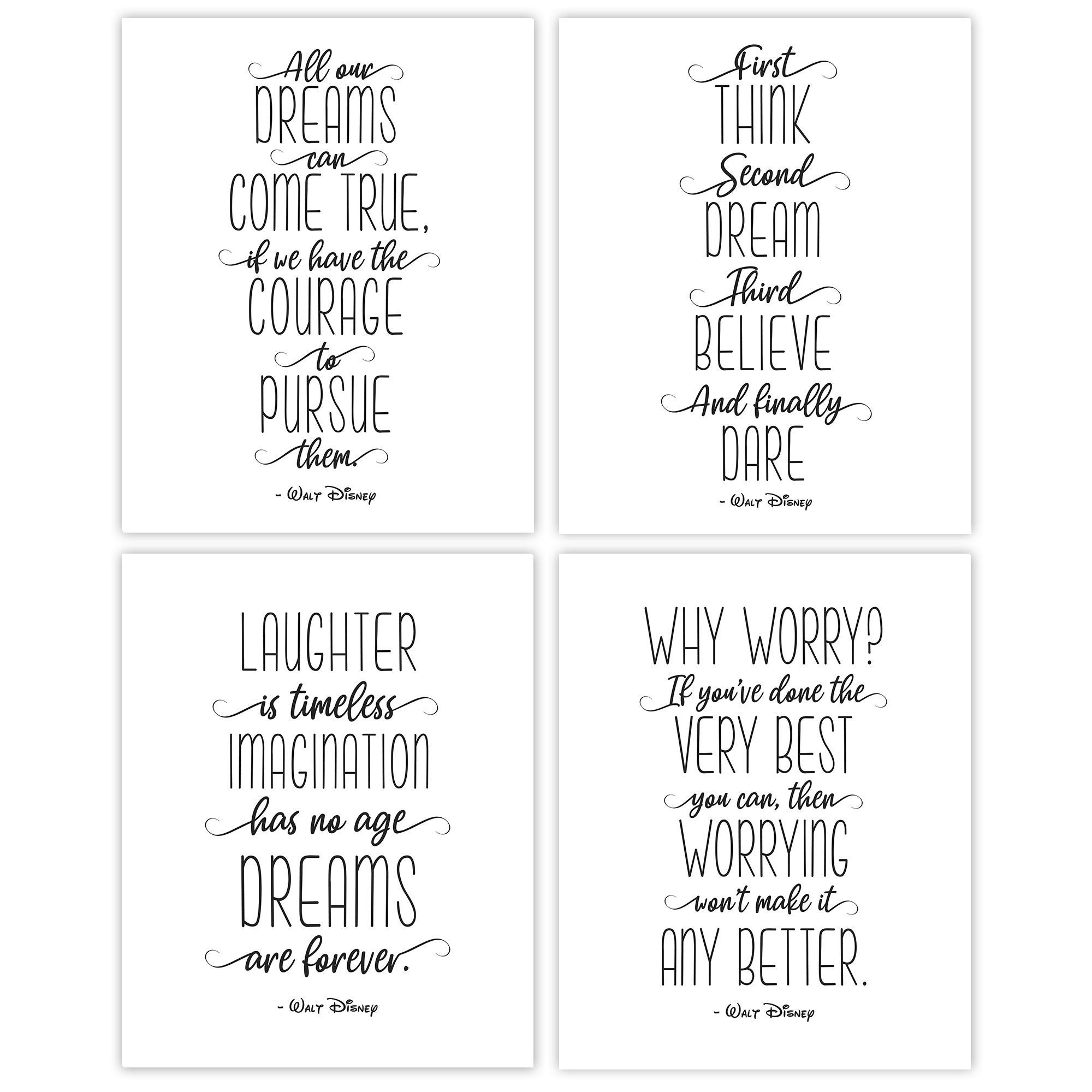 Simple Walt Disney Quotes Prints 4 Unframed Photos Wall Art Decor Gift For Home Work Shop Office School Student Teacher Magic Kingdom Life Etsy