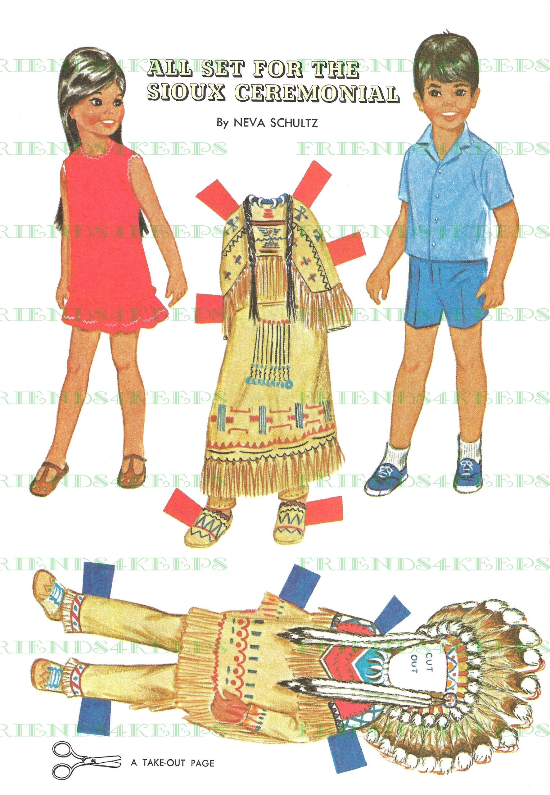 SIOUX TRIBAL COSTUMES Native American Girl And Boy Printable Paper Dolls instant Digital Download 1 Jpg 600 Dpi ca 1960 s Etsy