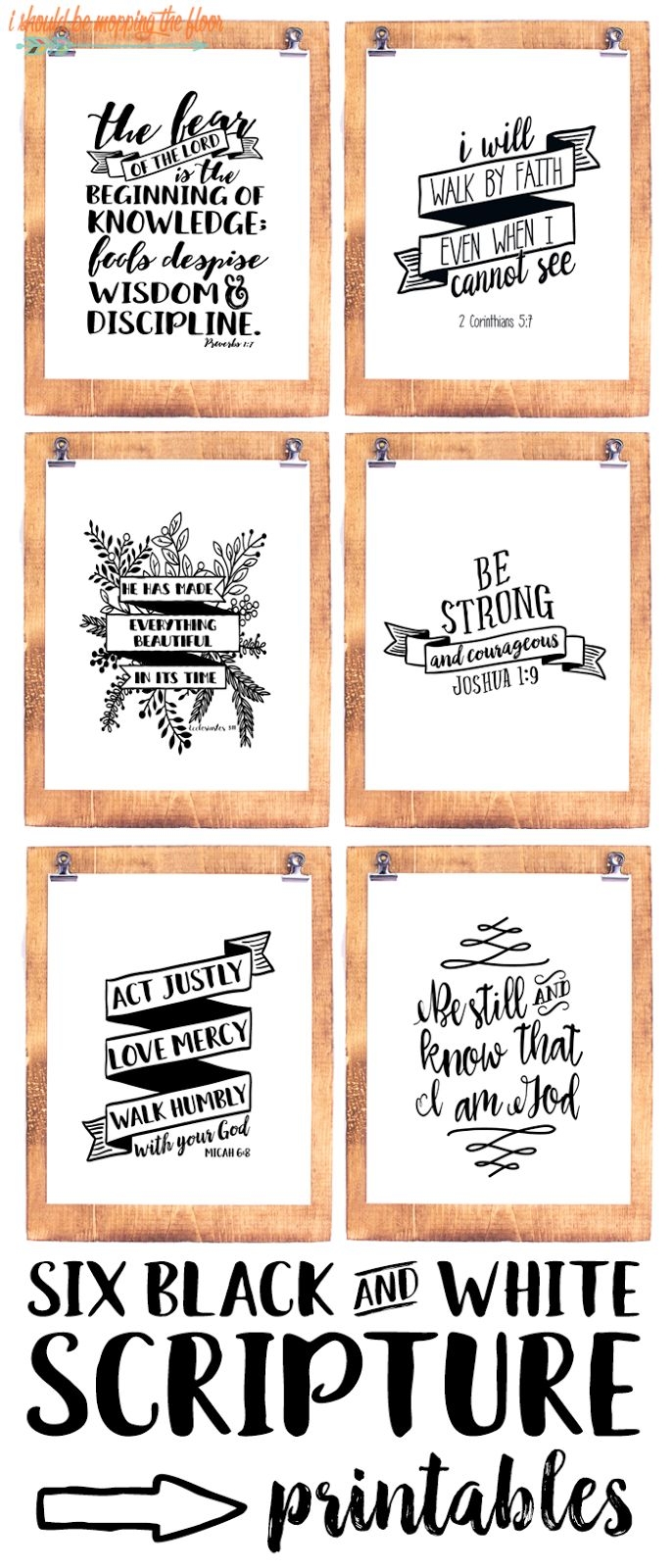 Six Black And White Scripture Printables