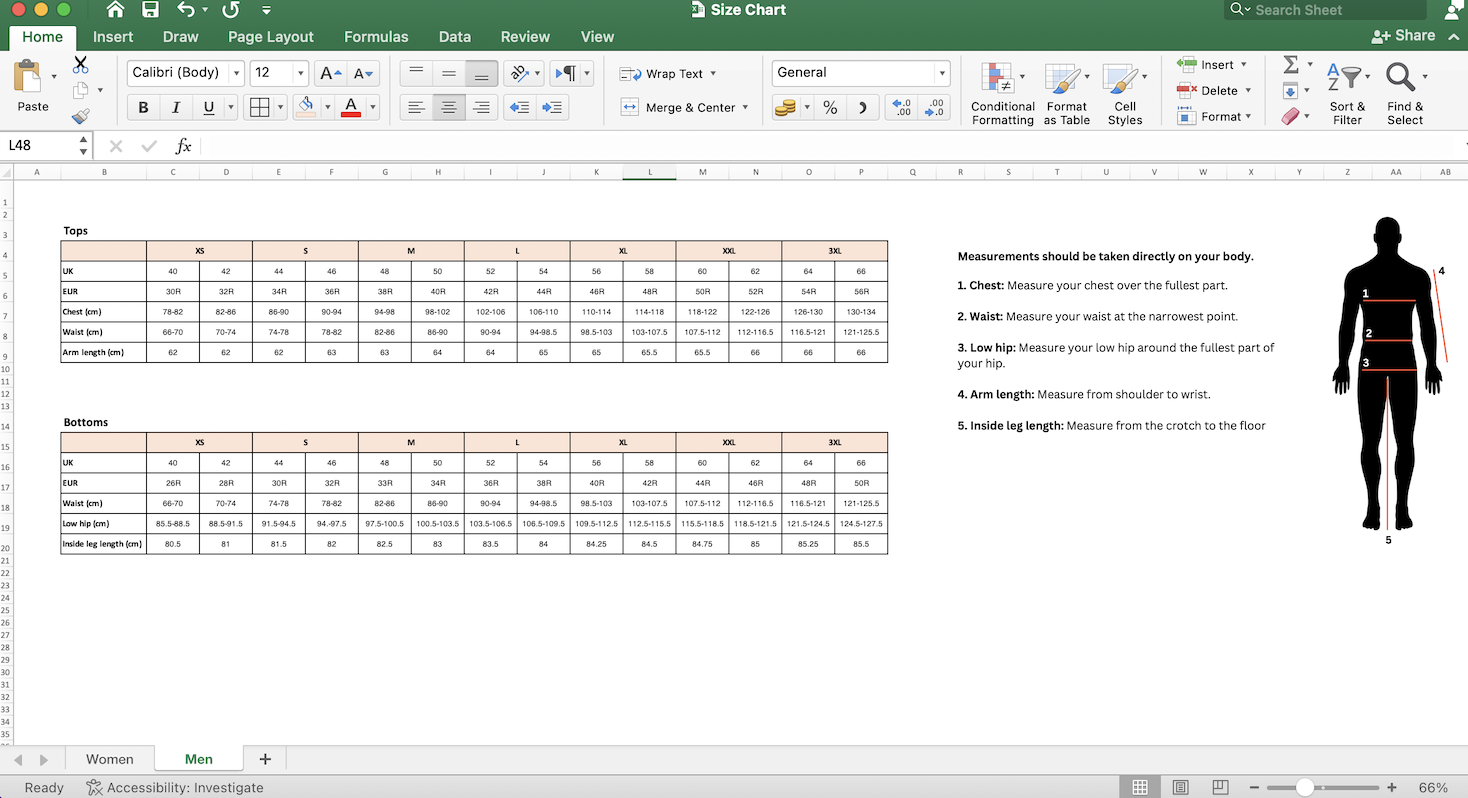 Size Chart Definition Steps FREE EXCEL TEMPLATE Retail Dogma