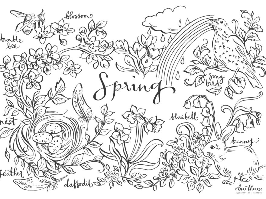 SPRING Free Colouring Printable