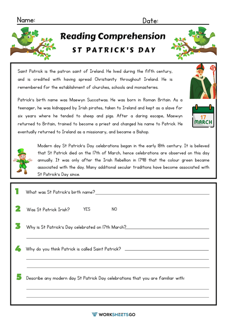 History Of St PatrickS Day Printable