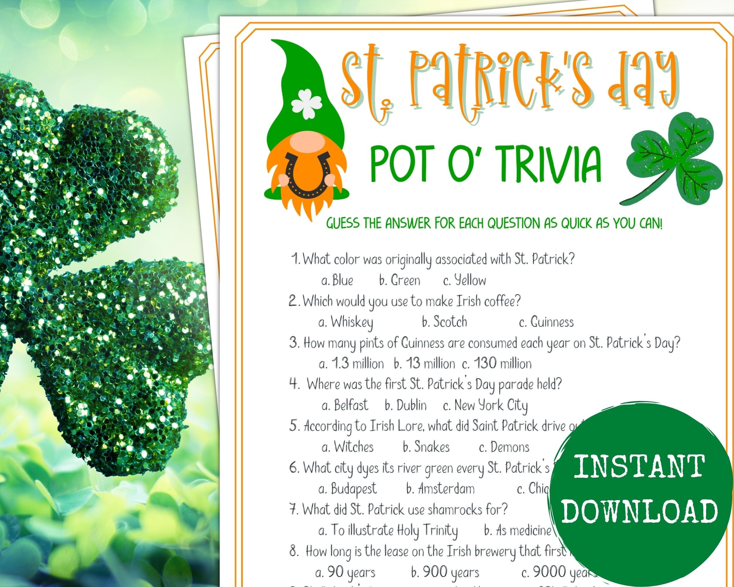 St PatrickS Day Trivia Questions Printable