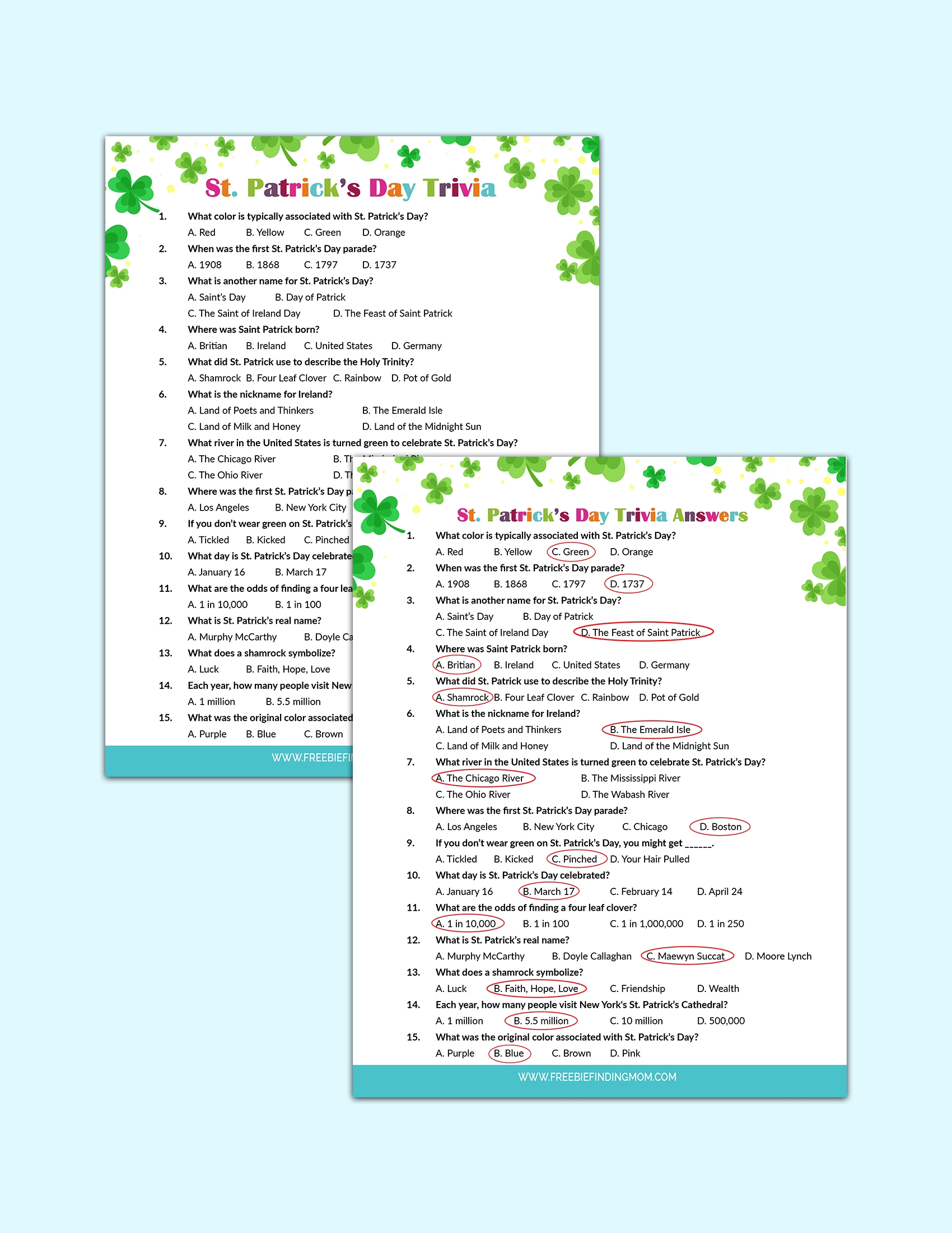 St Patricks Day Crafts Printable Trivia Questions And Answers
