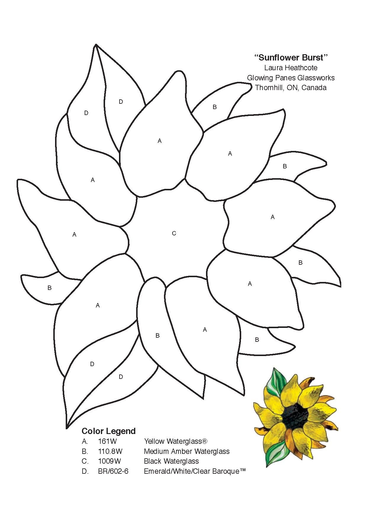 Printable Simple Stained Glass Sunflower Patterns