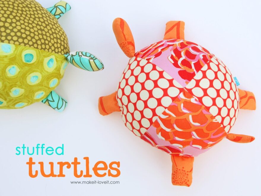 Stuffed Fabric Turtles with Pattern Pieces Make It Love It