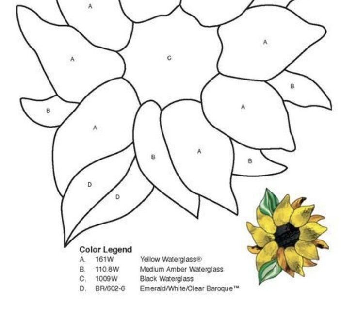 Sunflower Mosaic Pattern For Stained Glass Art