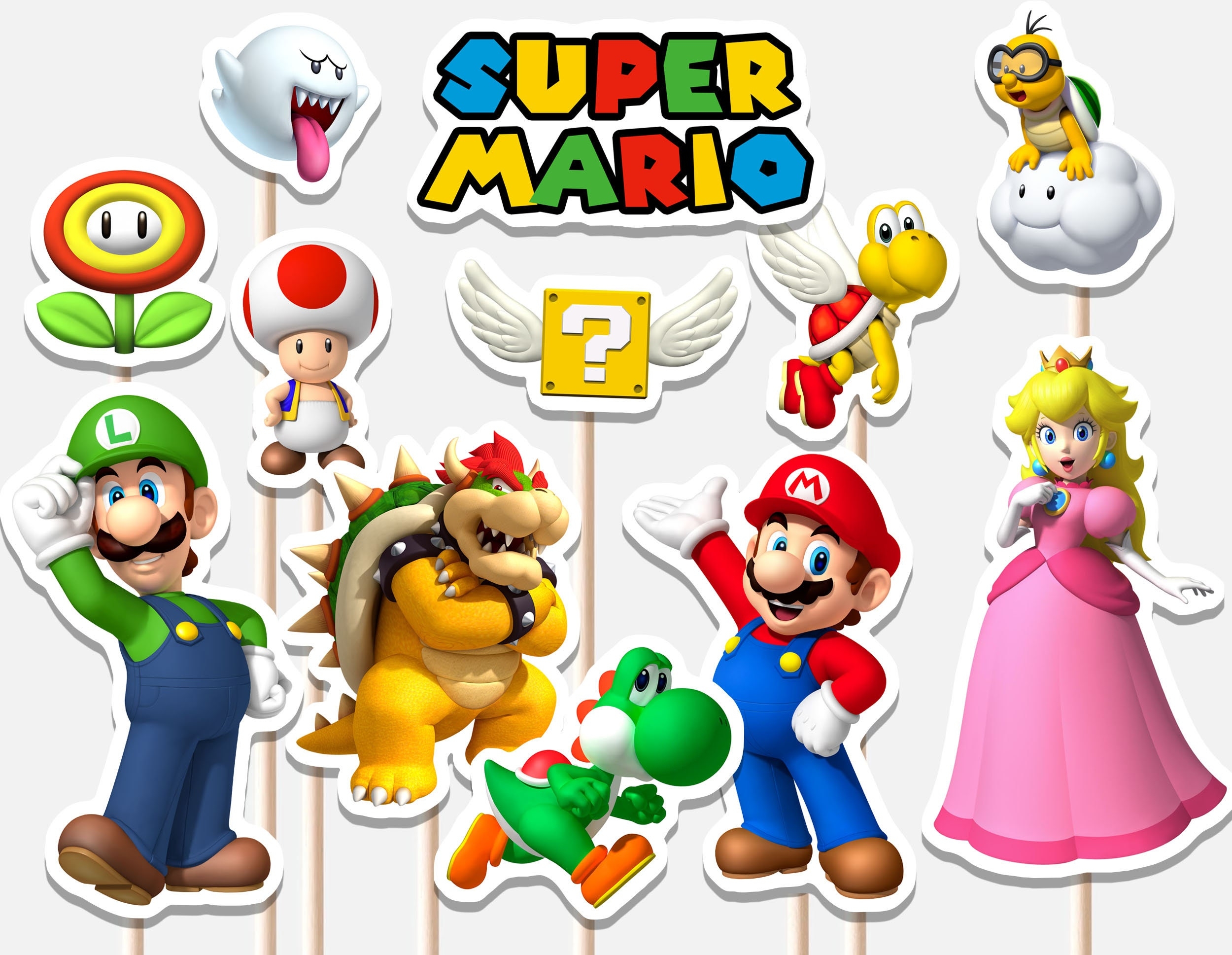 Super Mario Centerpieces Birthday Party Decoration Cutouts Boy Mario Bros Birthday Party Decor Cake Topper Decoration Printable Digital Etsy UK