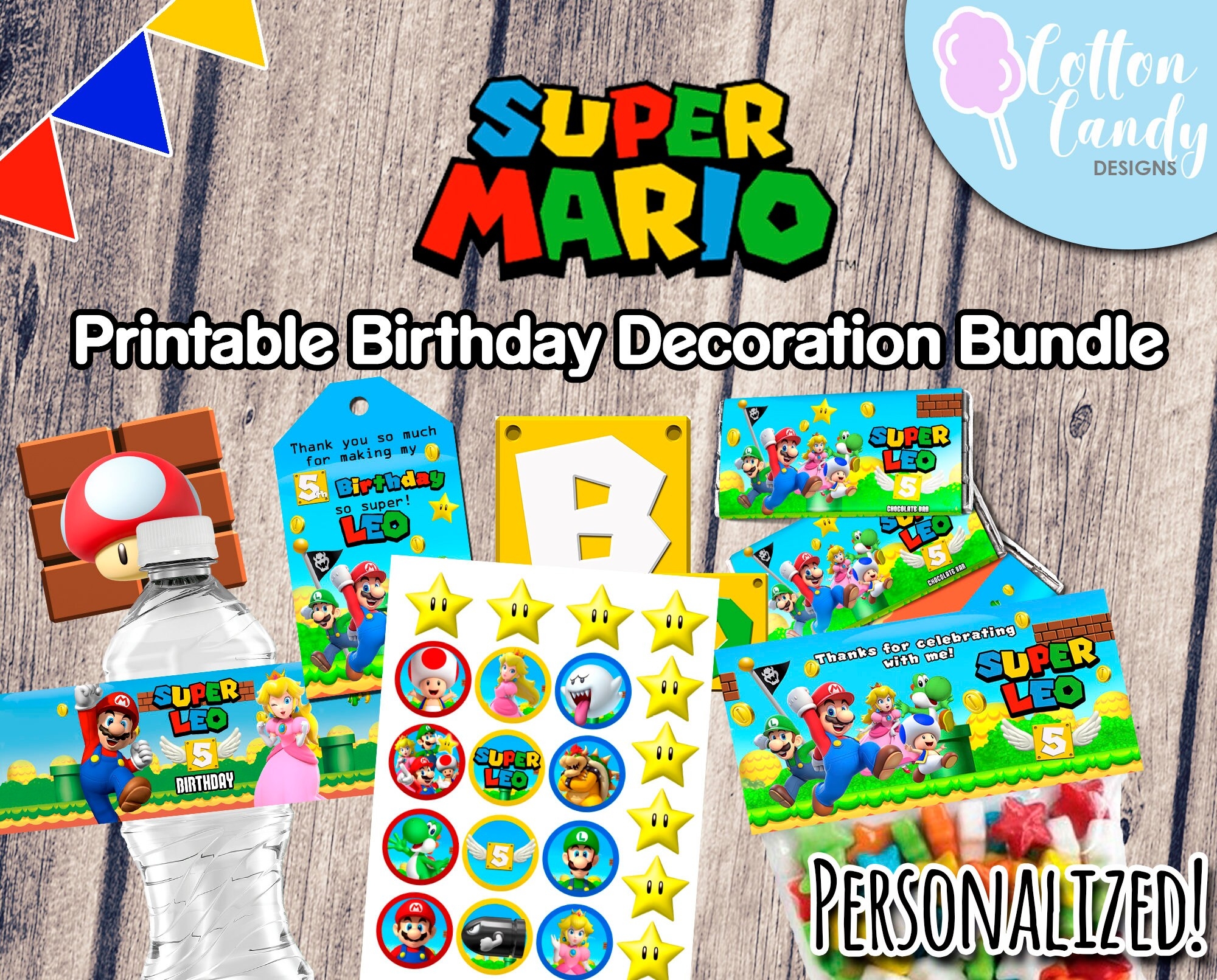 Super Mario Party Decoration Package Printable Birthday Party Decorations Super Mario Birthday Party Custom Party Bundle Party Favors Etsy
