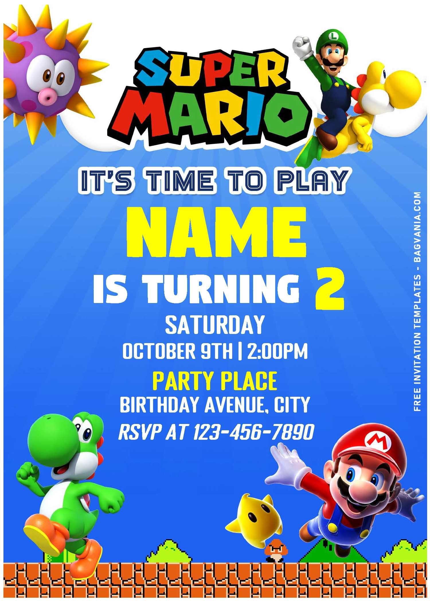 Super Mario Party Invitations Printable Free