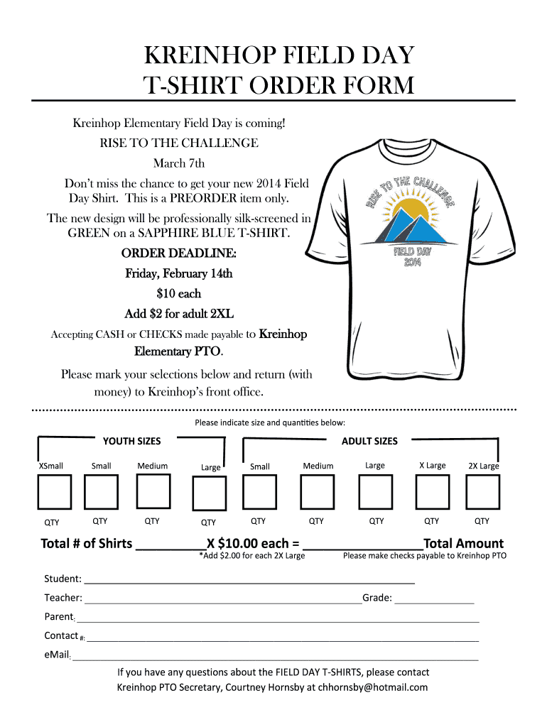 T Shirt Order Forms Template Fill Online Printable Fillable Blank PdfFiller