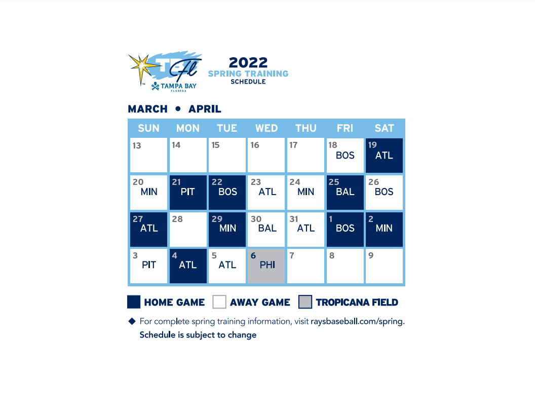 Tampa Bay Ray s Release Spring Training Schedule